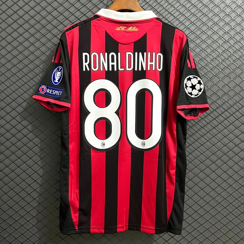 AC Milan Relaxed Retro soccer jersey Red Black Striped with Versatile Design