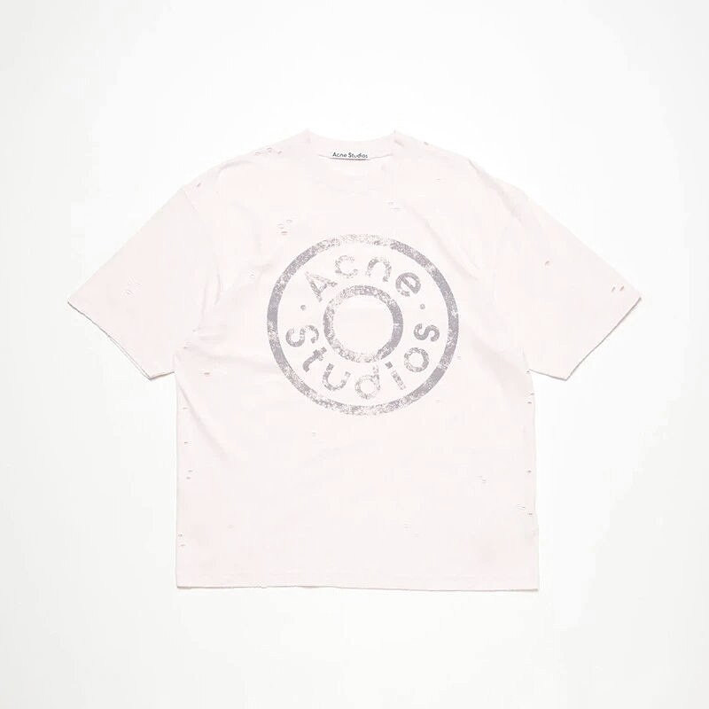 Acne Studios 2090-80 Pink Multicolor Pink Style Ac908041 Stockholm Logo T-Shirt Commuter Look