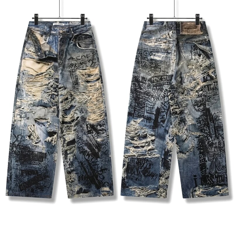 Acne Studios graffiti and ripped jeans