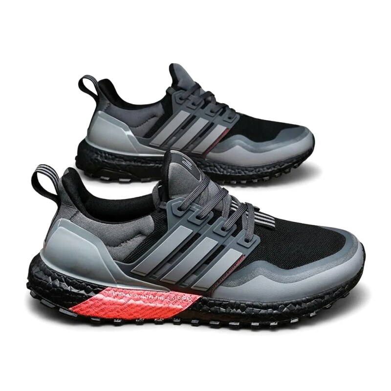 Adidas retro-style grey and black sports shoes