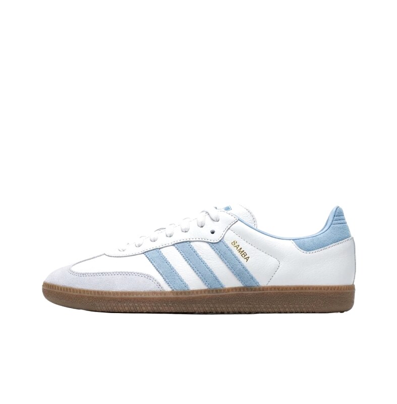 Adidas retro-style white and blue sports shoes