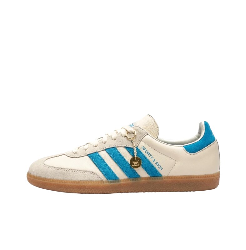 Adidas retro-style white and blue sports shoes
