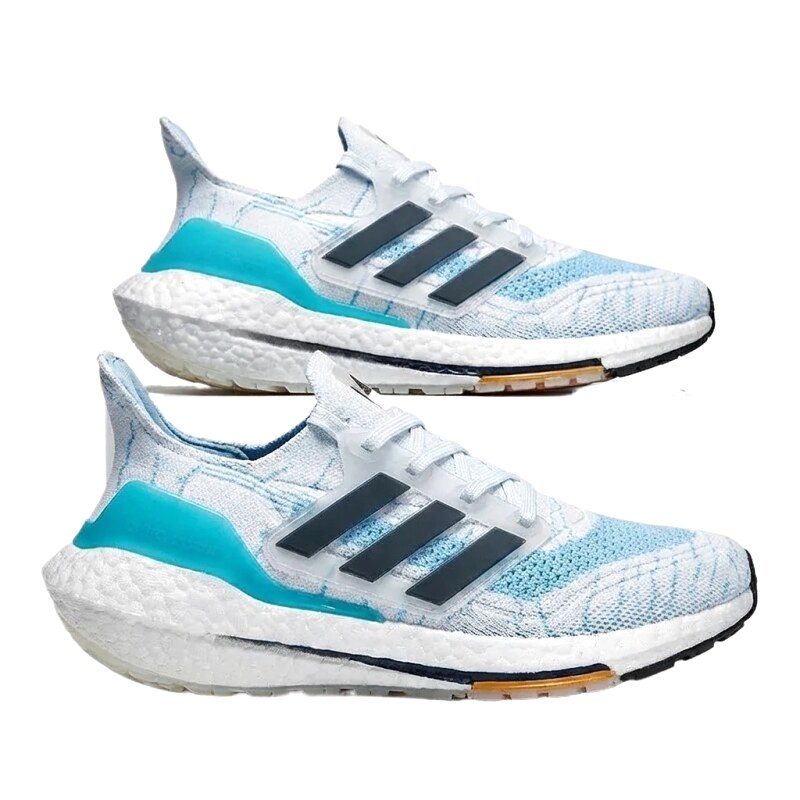 Adidas Ultraboost stylish blue and white running shoes