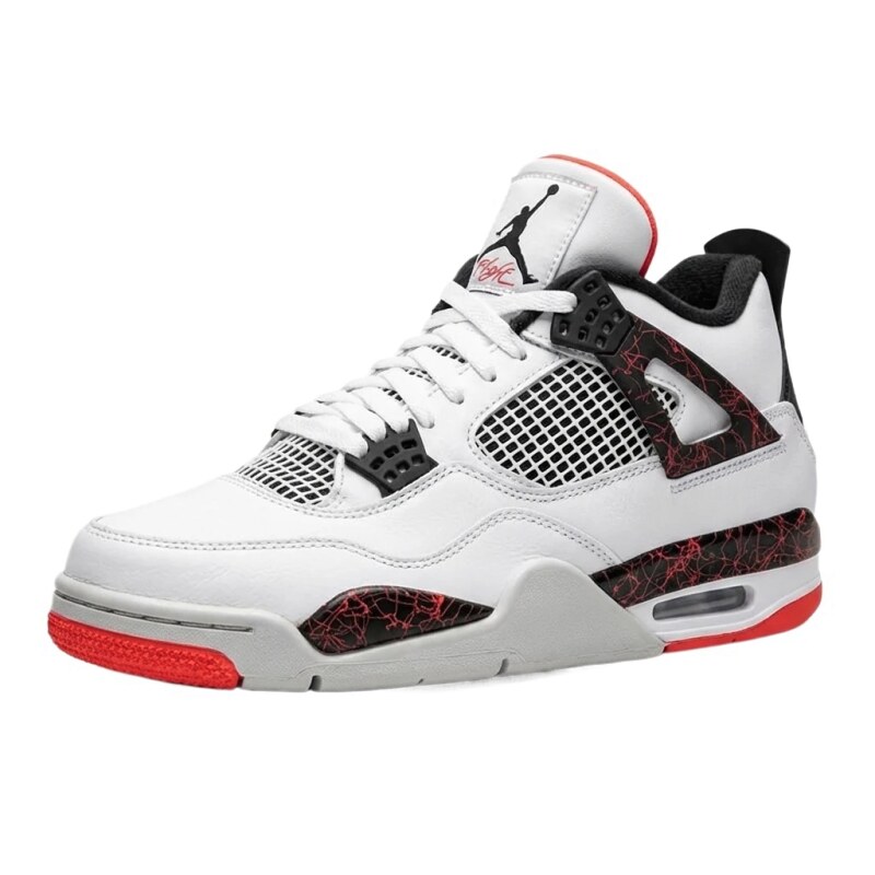 Air Jordan 4 Retro "White/Black/Red" Trendy Sneakers