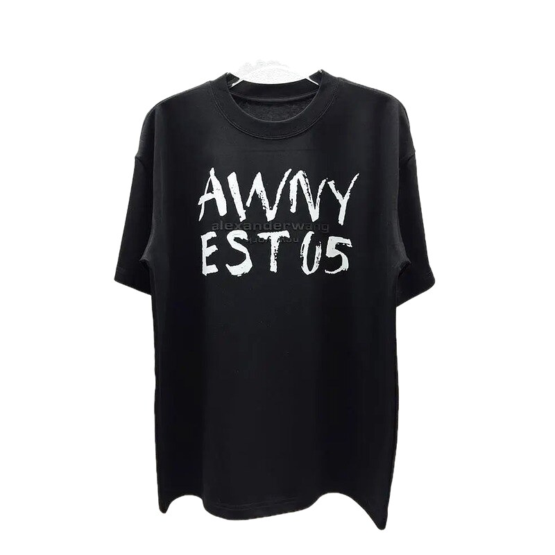 Alexander Wang Alphabet Street Style Black T-Shirt