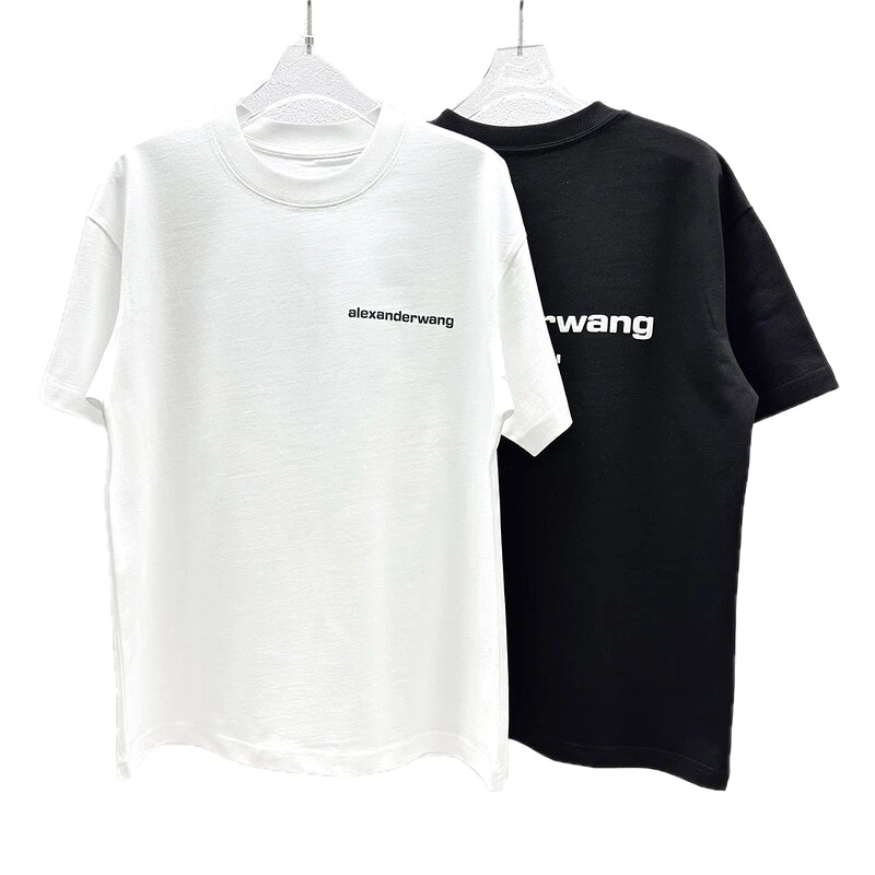 Alexander Wang Minimalist Letter Style Black and White Short Sleeve T-Shirt