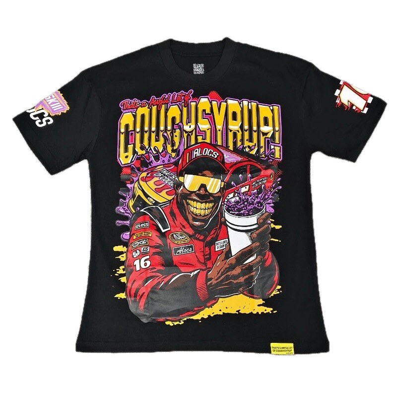 ALOCS Racing Graffiti Street Style Black T-Shirt