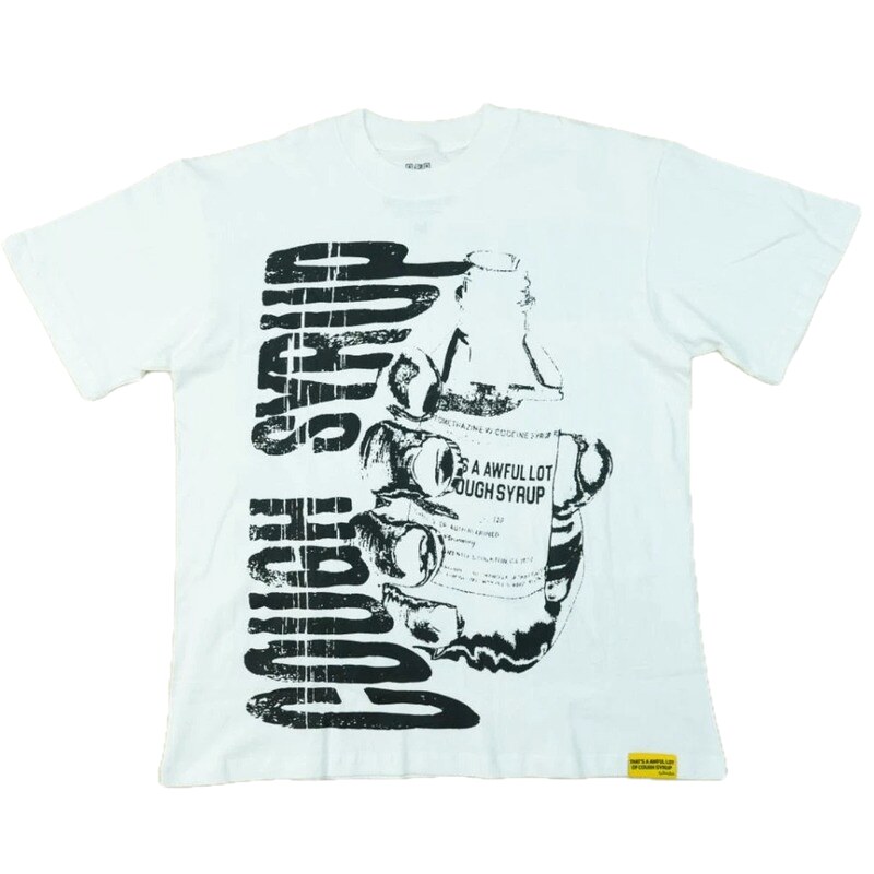 ALOCS Syrup Print Street Style White T-Shirt