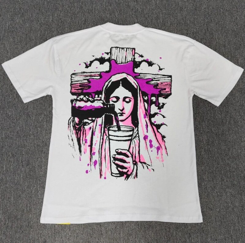 American Streetwear Brand Virgin Mary Printed Street Style White T-Shirt