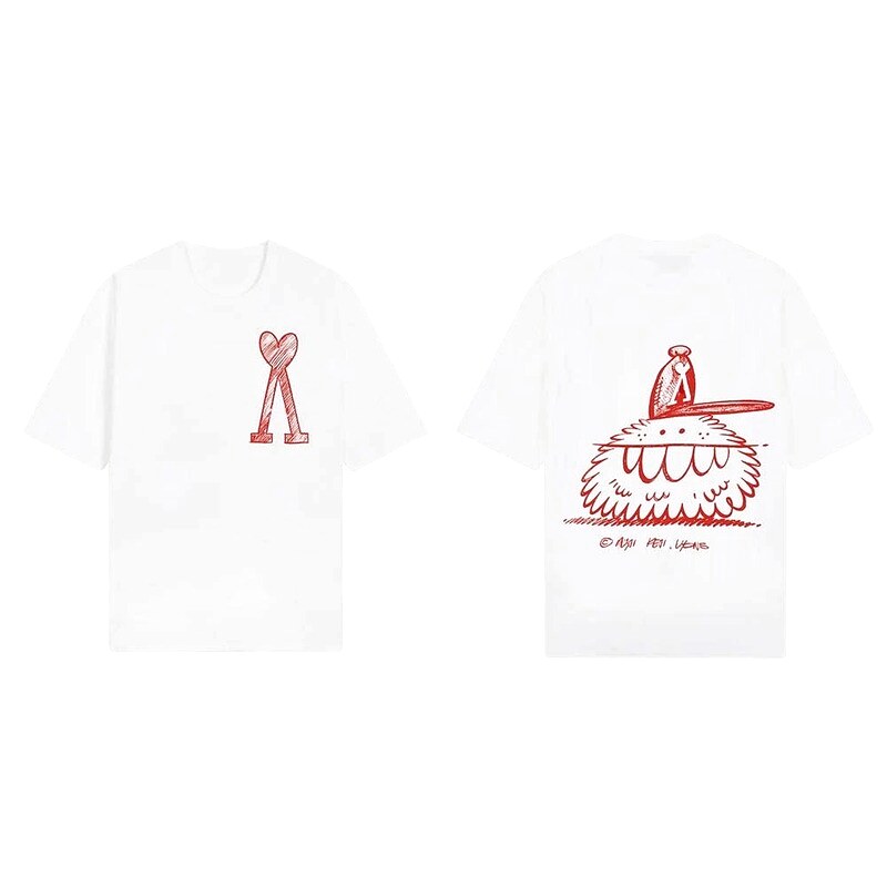 AMI cartoon printed white T-shirt