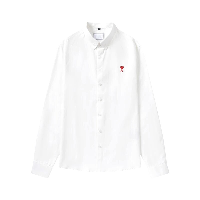AMI Embroidered White Shirt with Love Design