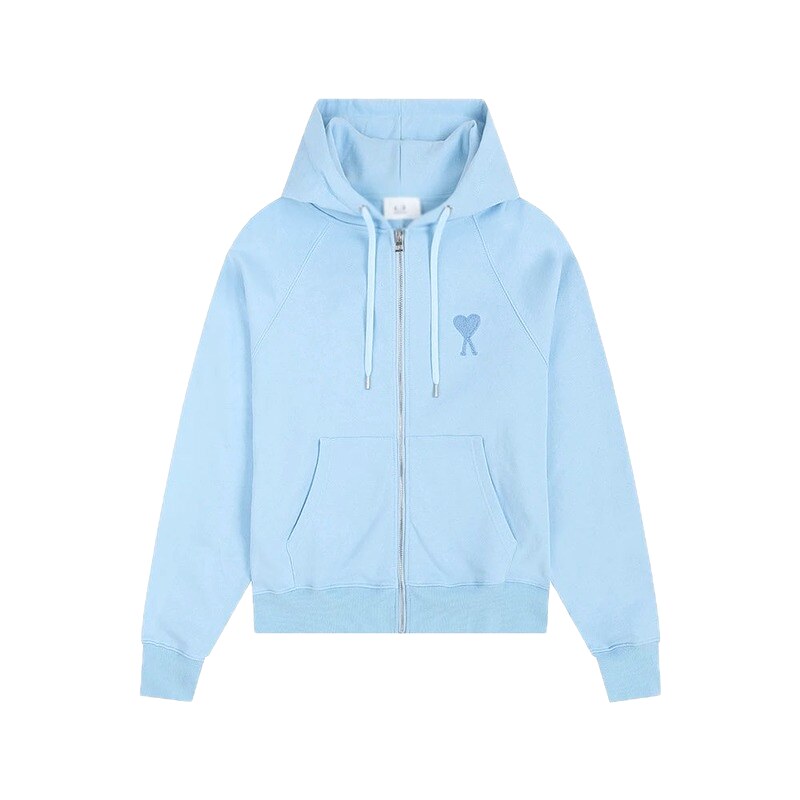 AMI Love Embroidery Light Blue Hoodie
