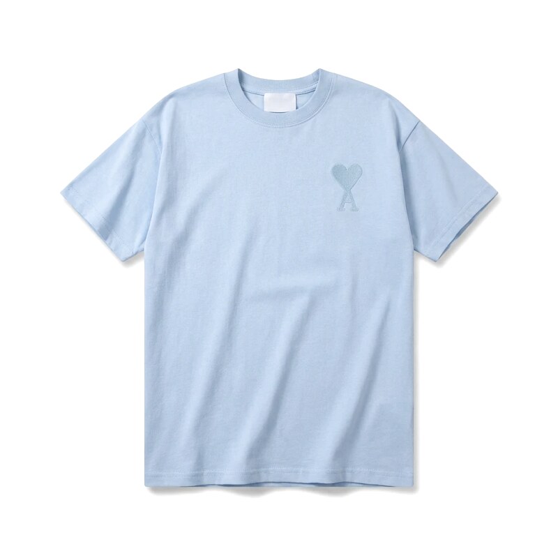 AMI Love Heart Pattern Light Blue T-shirt