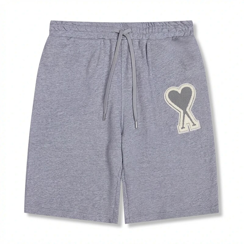 AMI Love Heart Pattern Light Gray Shorts