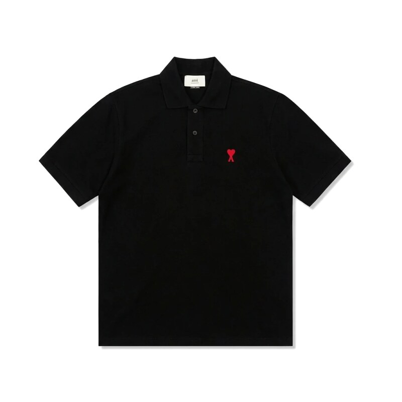 Ami love simple style black polo shirt