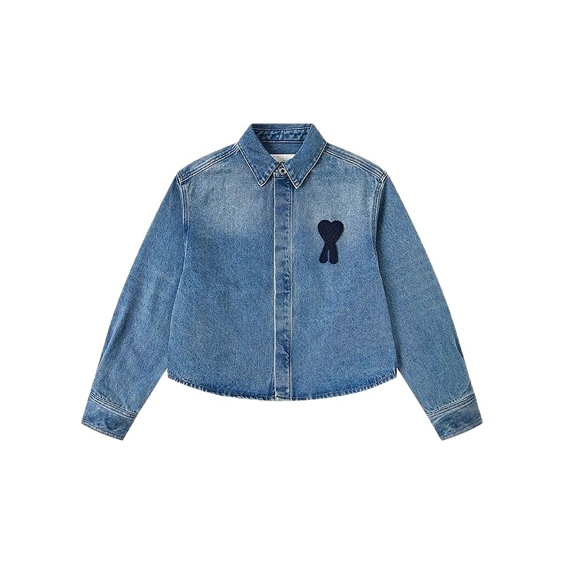 AMI Love Style Denim Blue Shirt