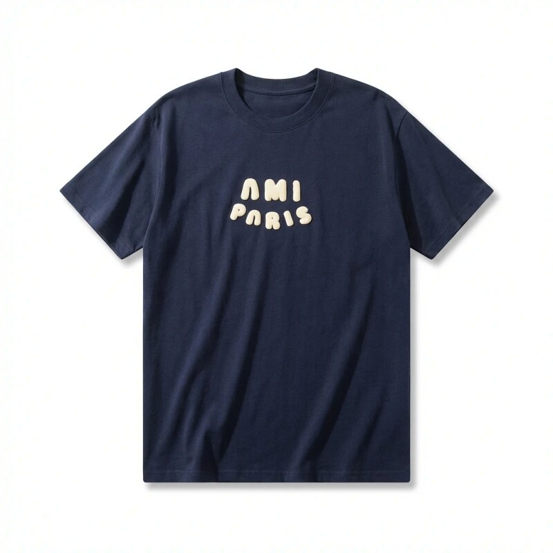 AMI minimalist style dark blue T-shirt