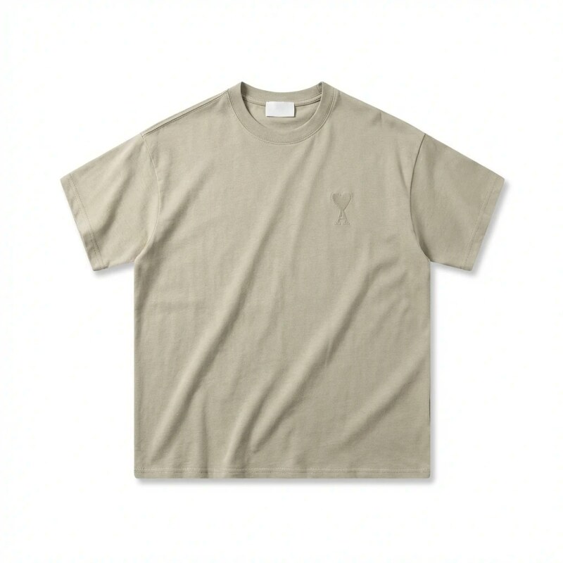 AMI minimalist style khaki T-shirt