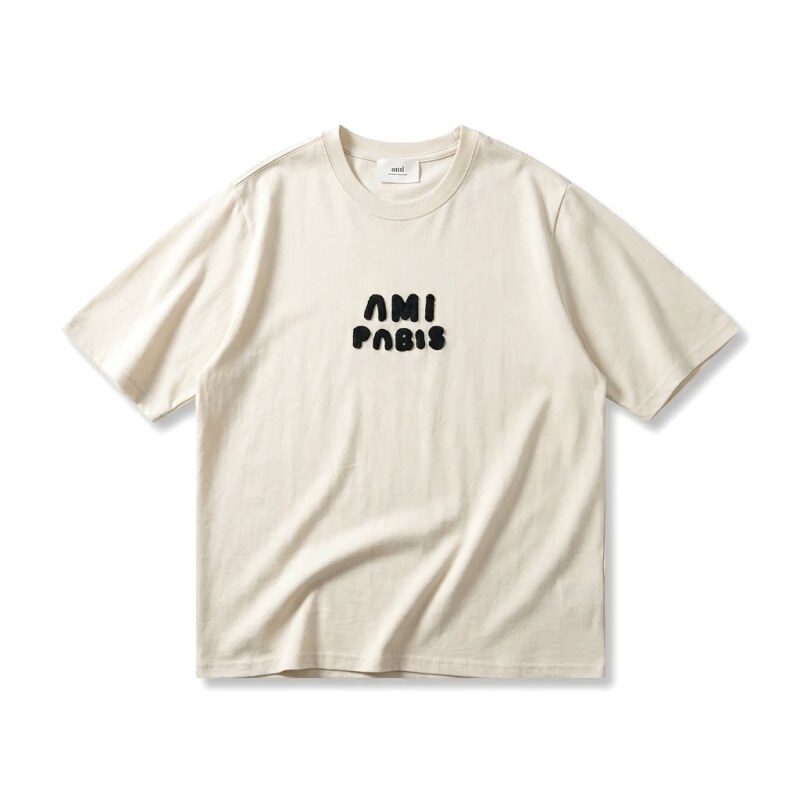 AMI Paris minimalist style beige T-shirt