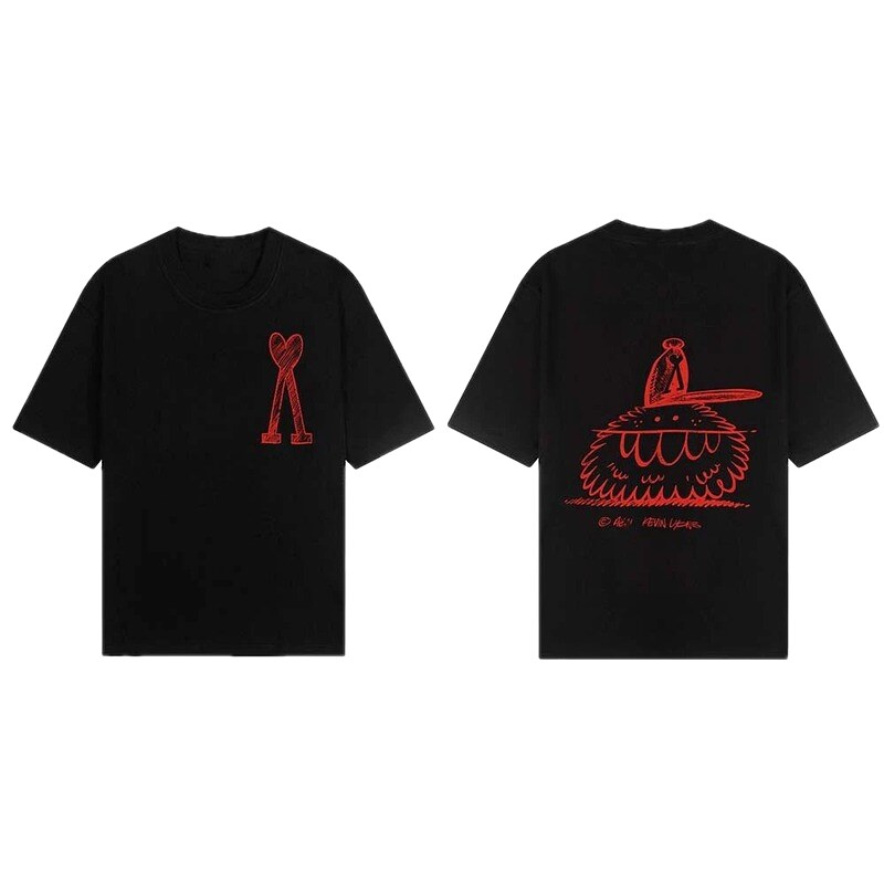 AMI red printed short-sleeve T-shirt