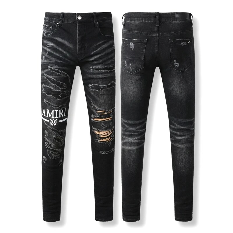 AMI Ripped Trendy Brand Black Jeans