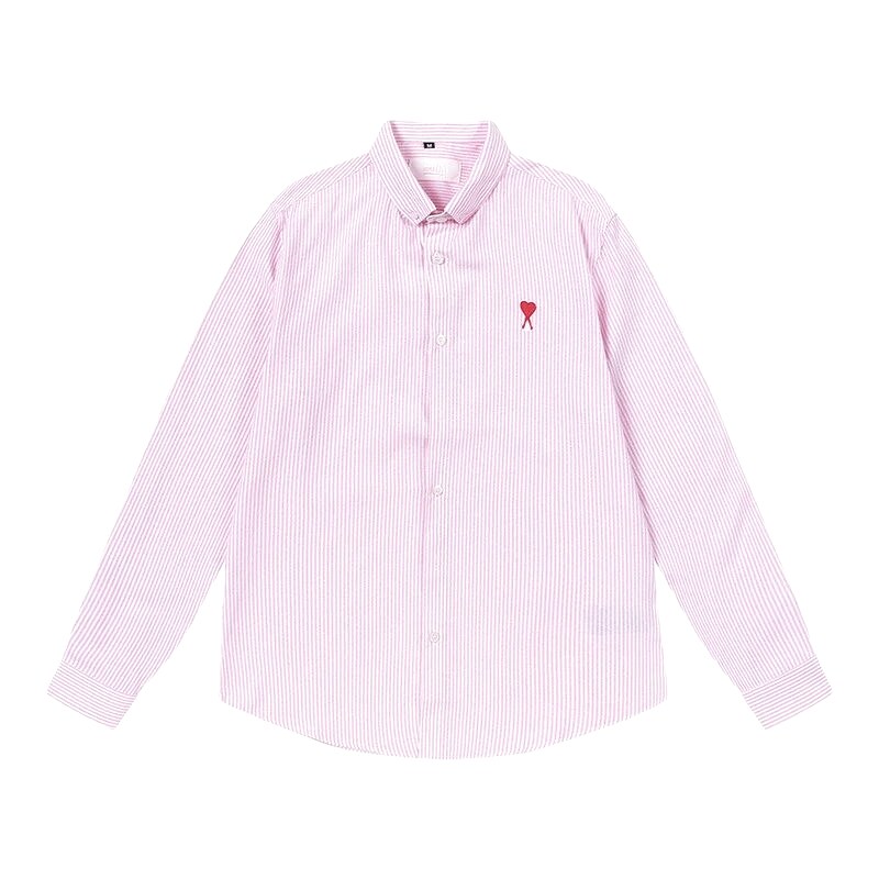 AMI Stripe Minimalist Style Pink Shirt