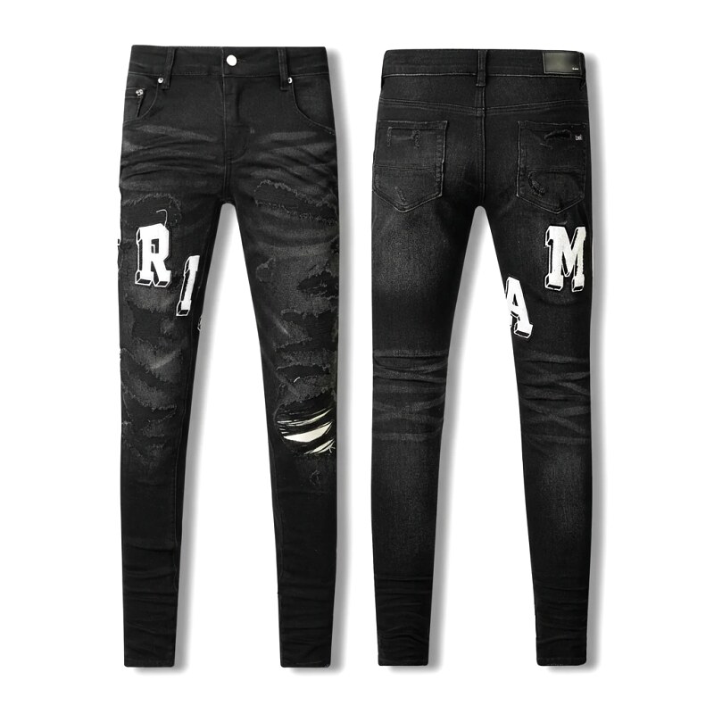 AMI Trendy Black Jeans with Holes