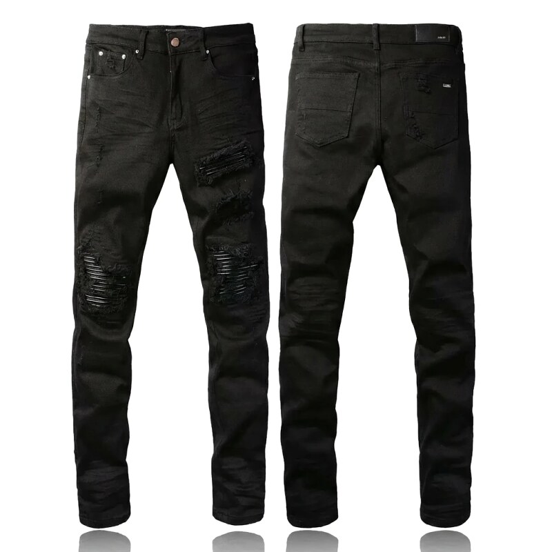 AMI Trendy Black Pants with Holes