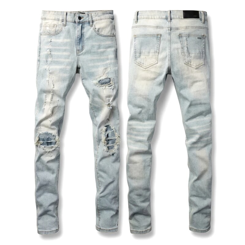 AMI Trendy Light Blue Jeans with Holes