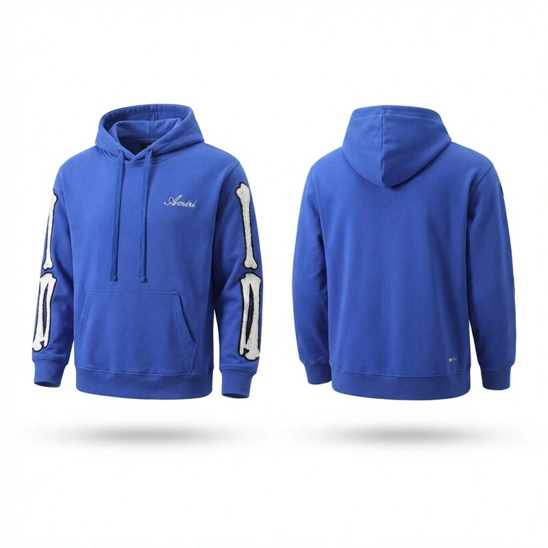 AMIRI Bone Pattern Cool Style Blue Hoodie