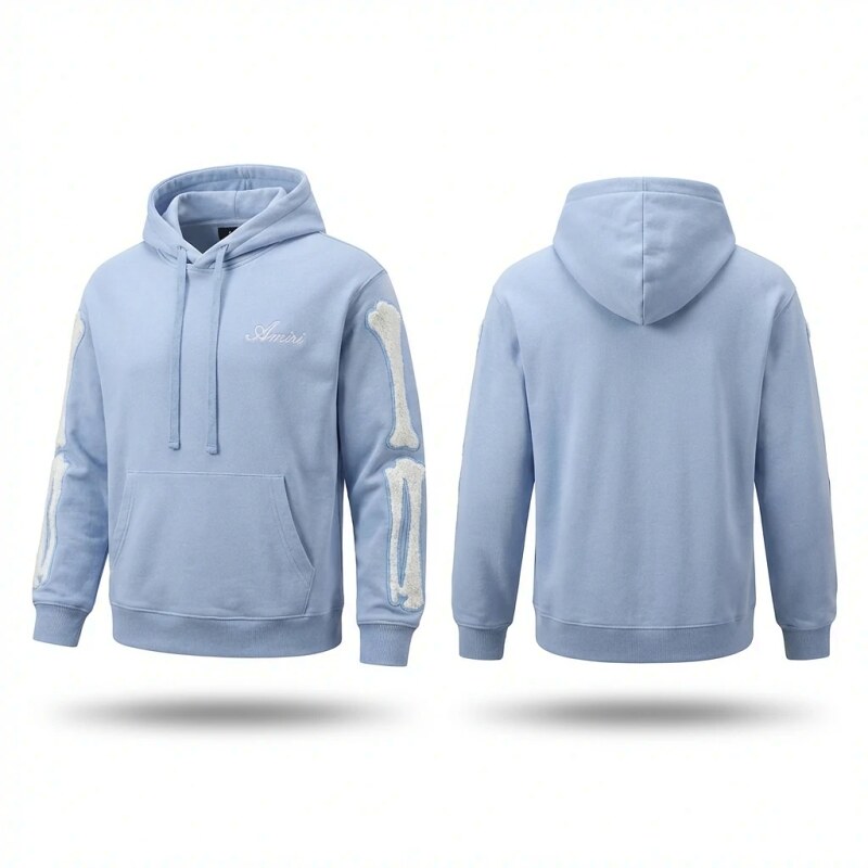 AMIRI Bone Pattern Trendy and Cool Style Light Blue Sweatshirt