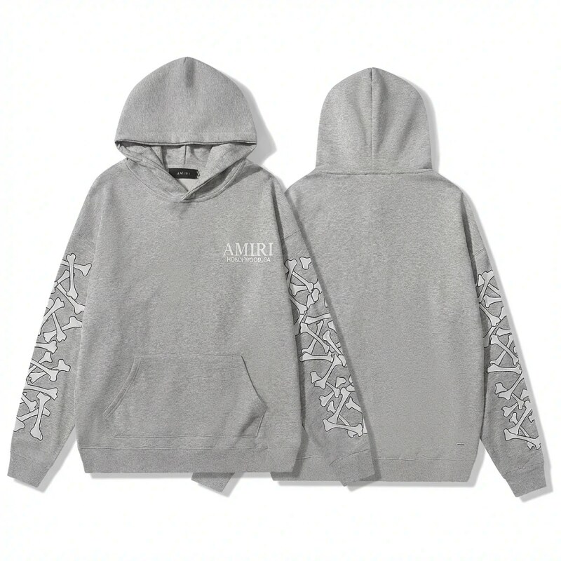 AMIRI gray hoodie with bone print