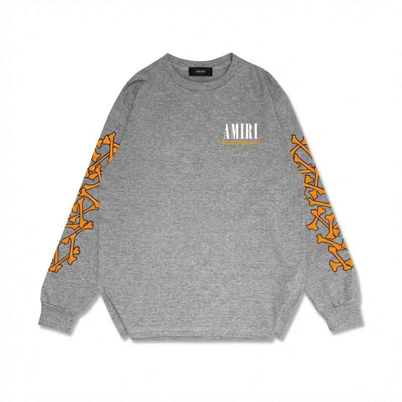 AMIRI Grey and Orange Trendy and Cool Sweatshirt
