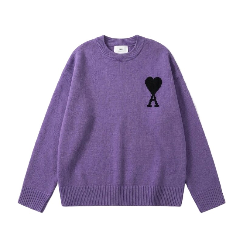 AMIRI Purple Knitted Sweater with Love Design