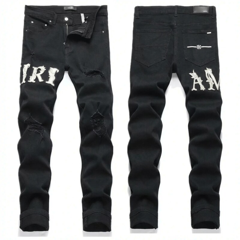 AMIRI Trendy Black Jeans with Holes