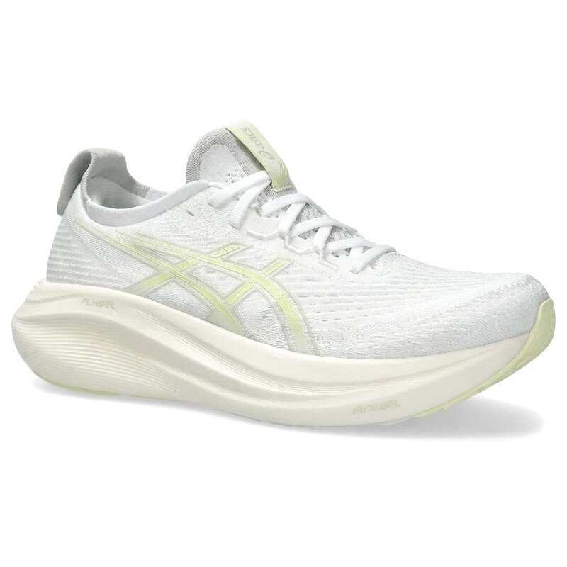 ASICS Racing Style White and Green Running Shoes