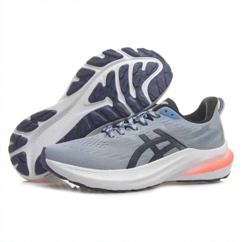 ASICS retro-style grey-blue running shoes