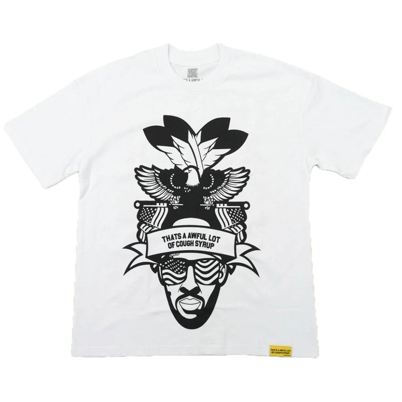 Awful Lot Portrait Print Street Style White T-Shirt