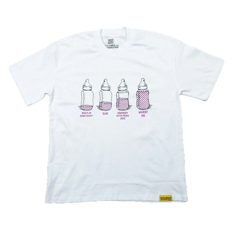 AwfulLot Bottle Print Street Style White T-Shirt