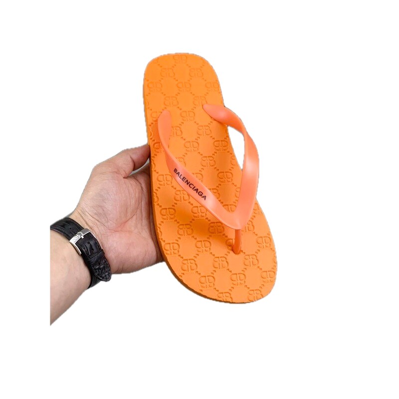 Balenciaga All-over Print Casual Style Orange Flip-Flops