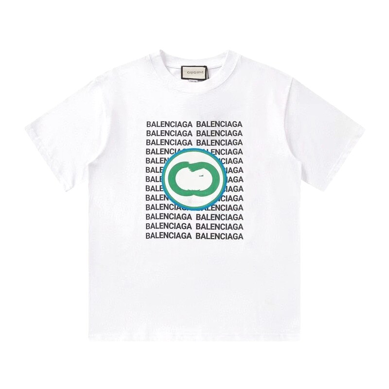 Balenciaga All-over Print Trendy Style White T-Shirt