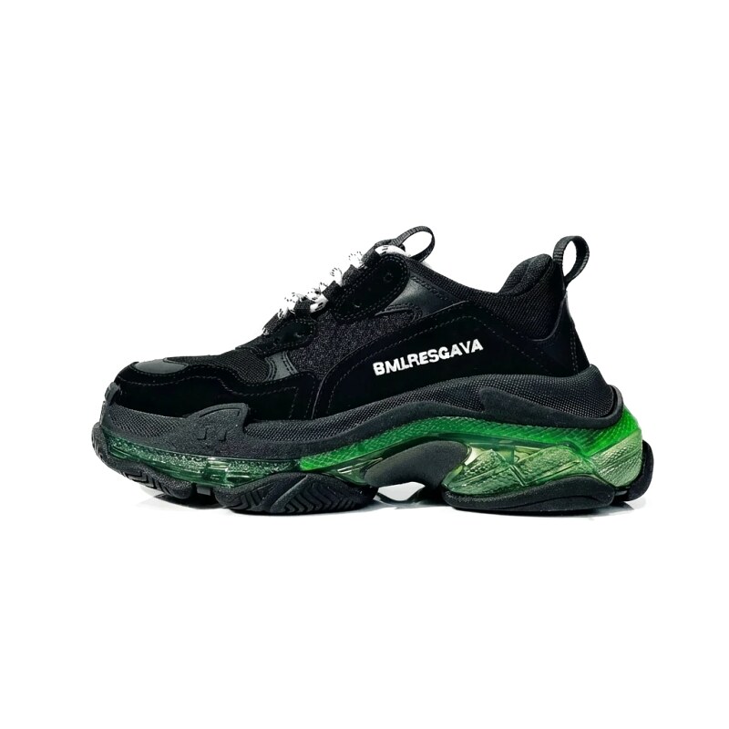 Balenciaga black-green retro sports shoes