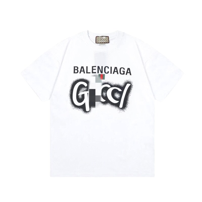 Balenciaga Co-branded Graffiti-style White Short-sleeve T-shirt