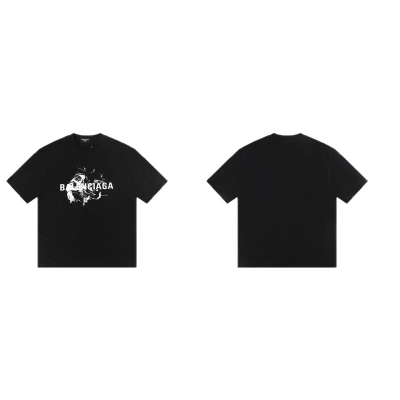 Balenciaga Distressed Print Cool Trendy Black T-Shirt