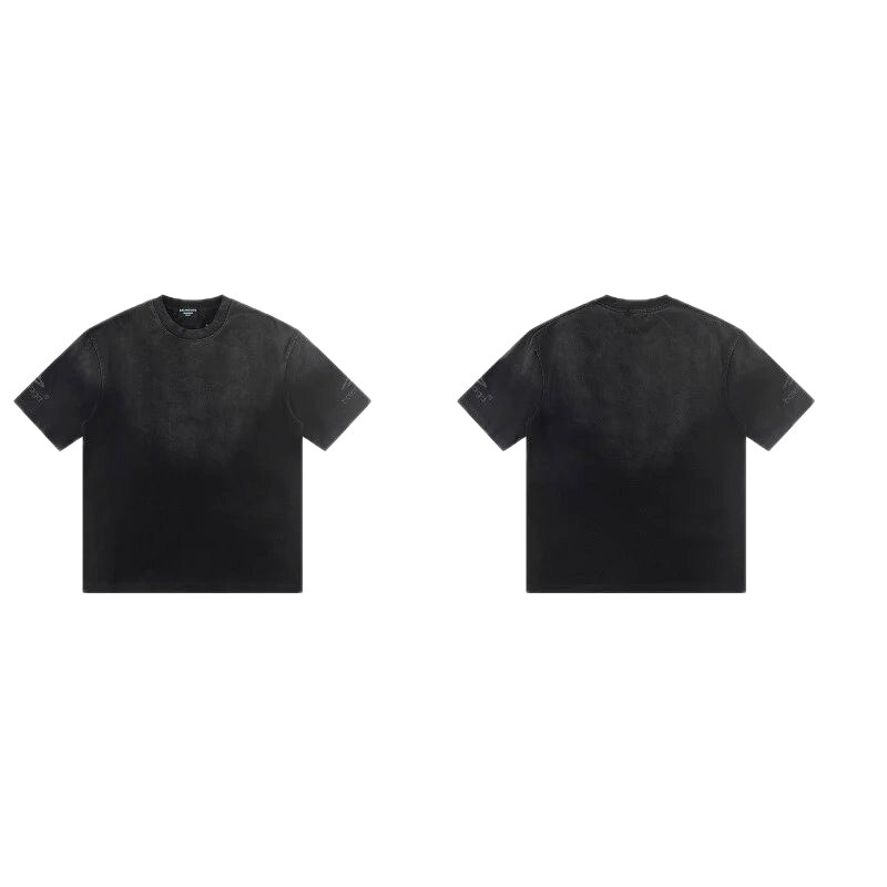 Balenciaga Distressed Street Style Black Short-Sleeve T-Shirt