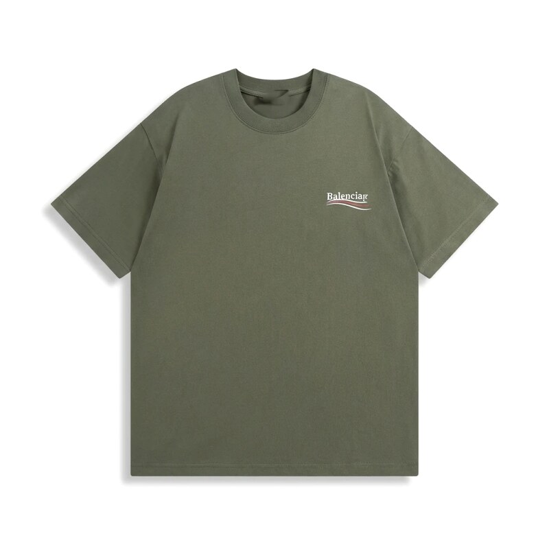 Balenciaga minimalist style olive green T-shirt