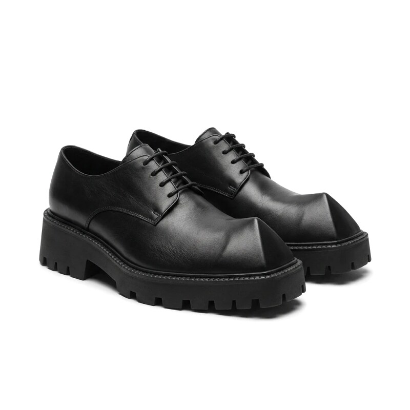 Balenciaga pointed-toe dark leather shoes