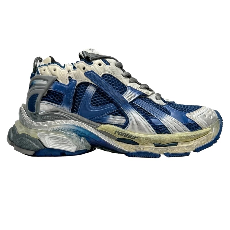 Balenciaga retro-style blue and white sneakers