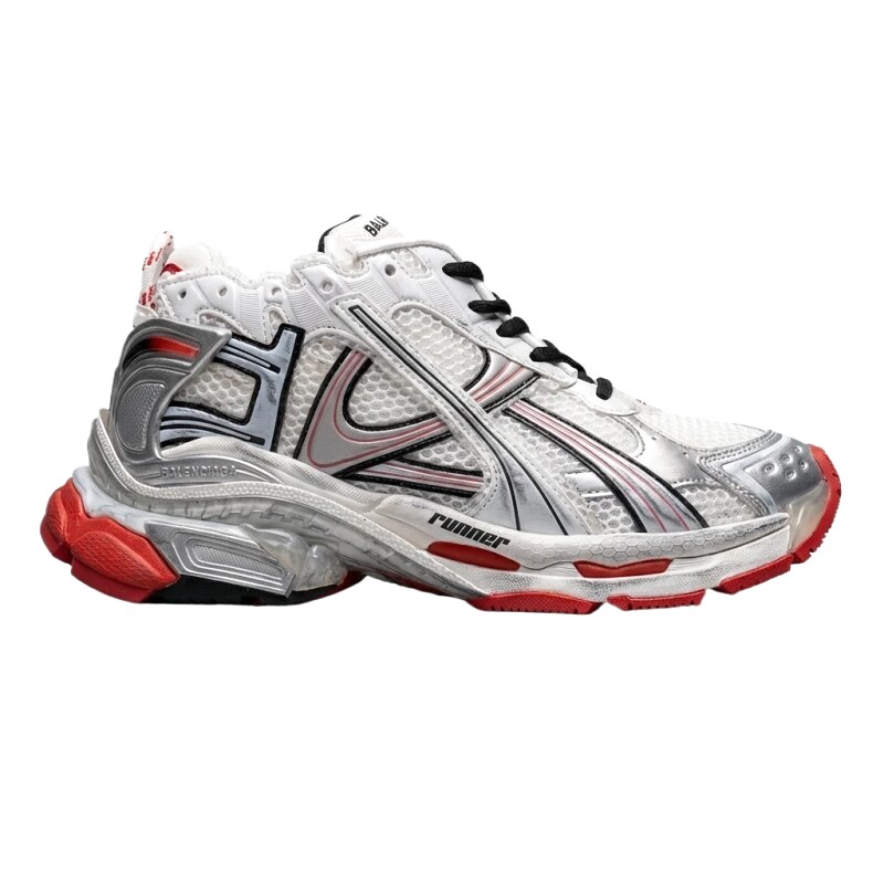 Balenciaga retro style white and red sports shoes