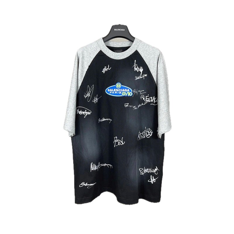 Balenciaga Signature Style Black and Grey T-shirt